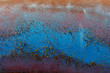 © Mint Images - Detail of peeling blue paint and rust,Detail of peeling blue paint and rust