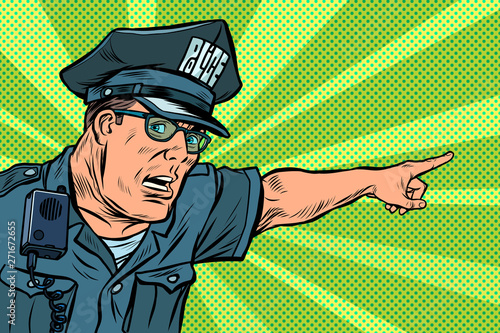 Cuadros en Lienzo police officer cop points directions