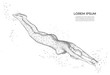 © Viks_jin - Human body low poly wireframe. Woman Jumping Diving in Swimming Pool. Polygonal wireframe mesh art, poly low. human anatomy