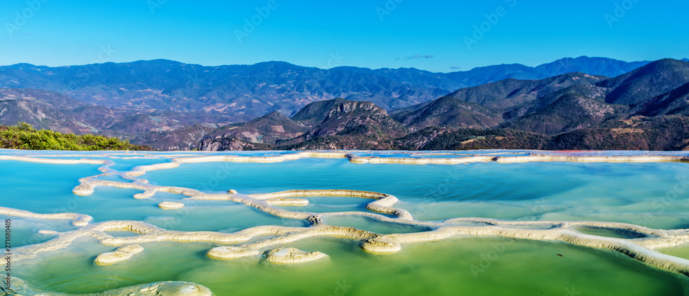 Hierve el Agua in the Central Valleys of Oaxaca. Mexico - obrazy, fototapety, plakaty 