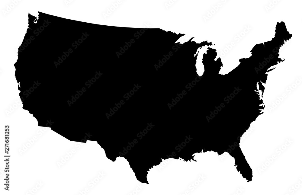 USA Map Black Silhouette - obrazy, fototapety, plakaty 