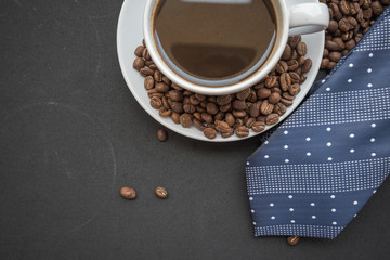 cup of coffee with beans