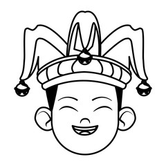 Sticker - boy wearing jester hat avatar black and white