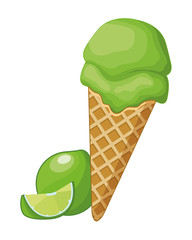 Sticker - Lemon ice cream cone with fruit