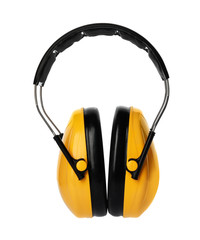 Sticker - Protective headphones on white background. Professional construction accessory