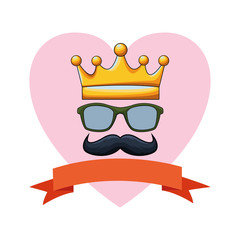 Wall Mural - crown glasses and moustache icon cartoon