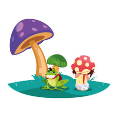 Sticker - toad prince and fungu elf in garden