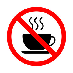 Wall Mural - Forbidden coffee cup icon. Bright warning icon, restriction sign on a white background.