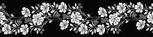Seamless Black And White Floral Border