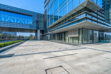 modern buildings and empty pavement in china.