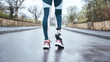 © Friends Stock - Morning workout. Cropped photo of of disabled athlete woman in sportwear with prosthetic leg standing outdoor