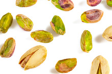 Pistachio Nuts Isolated On White Background