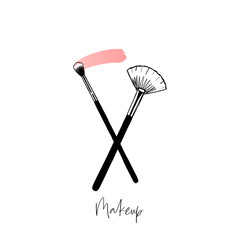 beauty, makeup artist logo, crossed brushes vector illustration