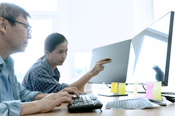 senior programmer work with developing programming