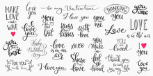 Love Valentines Day Quote Typography Set
