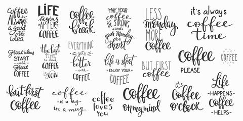 Quote coffee cup typography set