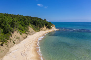 Aerial view to beautiful beach and forest