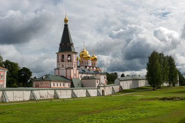 Valdai Iversky Svyatoozersky Virgin Monastery for Men. Selvitsky Island, Valdai Lake. Bell tower and Iver Cathedral