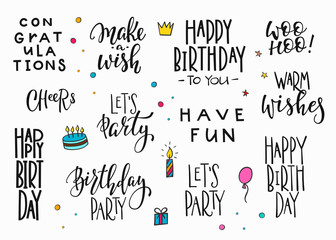 Wall Mural - Happy Birthday Party lettering typography set