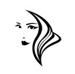© Cattallina - simple black and white vector design of beauty salon logo - elegant woman face and hair tress