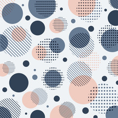 Wall Mural - Abstract modern blue, pink dots pattern with lines diagonally on white background.