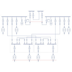 Wall Mural - Electric wiring diagram for power transformers