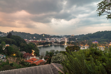 Wall Mural - kandy city of sri lanka at sunset from above