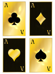 Wall Mural - Casino poker golden cards, vector illustration