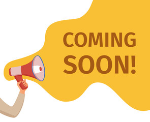 Wall Mural - Megaphone announcement vector cartoon style illustration with speech bubble.