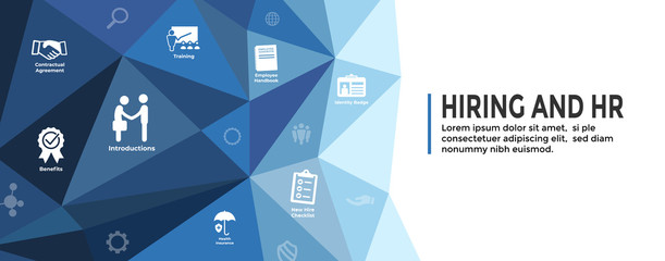 Wall Mural - HR and Hiring Process icon set & Web Header Banner