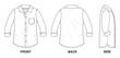 © Mathilde - Isolated Button up Blouse object of clothes and fashion stylish wear fill in blank shirt. Regular 1 Pocket Polo Neck Long Sleeves Illustration Vector Template. Front, back and side view