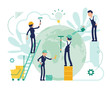 © andrew_rybalko - Taking care of nature and environment. Group of young eco conscious people help preserve and protect the Earth green, ecological restoration. Vector abstract illustration with faceless characters