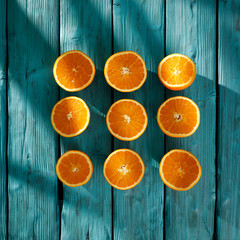 Wall Mural - Summer fresh orange fruits and shadow space 