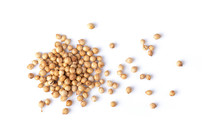Coriander Seeds Isolated On White Background. Top View