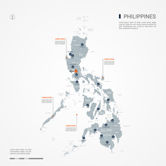 Wall Mural - philippines map with borders, cities, capital and administrative divisions. infographic vector map. 