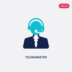 Wall Mural - two color telemarketer vector icon from customer service concept. isolated blue telemarketer vector sign symbol can be use for web, mobile and logo. eps 10