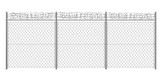 Fototapeta  - Chain-link, rabitz fence fragment with metallic pillars and barbed or razor wire 3d realistic vector illustration isolated on white background. Secured territory, protected area or prison fencing