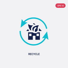 Two Color Recycle Vector Icon From Ecology Concept. Isolated Blue Recycle Vector Sign Symbol Can Be Use For Web, Mobile And Logo. Eps 10