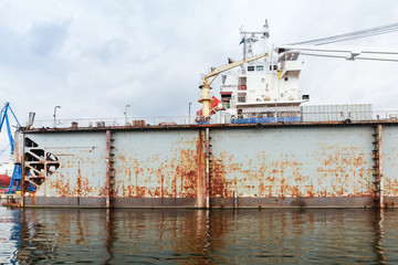 Old rusty floating dry dock