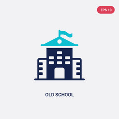 two color old school vector icon from education concept. isolated blue old school vector sign symbol can be use for web, mobile and logo. eps 10