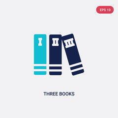 two color three books vector icon from education concept. isolated blue three books vector sign symbol can be use for web, mobile and logo. eps 10