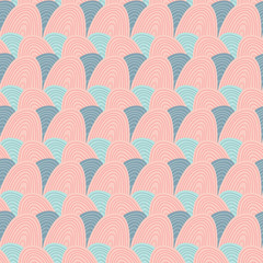  Abstract curves and arches in a seamless repeat pattern. Sweet geometric vector design ideal for children and background projects.