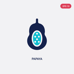 Wall Mural - two color papaya vector icon from fruits concept. isolated blue papaya vector sign symbol can be use for web, mobile and logo. eps 10