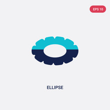 Two Color Ellipse Vector Icon From Geometry Concept. Isolated Blue Ellipse Vector Sign Symbol Can Be Use For Web, Mobile And Logo. Eps 10