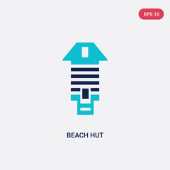 two color beach hut vector icon from holidays concept. isolated blue beach hut vector sign symbol ca