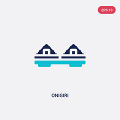 Wall Mural - two color onigiri vector icon from hotel and restaurant concept. isolated blue onigiri vector sign symbol can be use for web, mobile and logo. eps 10