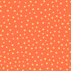 Wall Mural - vector seamless hand draw polka dot brush peach pattern. simple summer coral backgrounds of primitiv