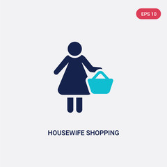 two color housewife shopping vector icon from humans concept. isolated blue housewife shopping vector sign symbol can be use for web, mobile and logo. eps 10