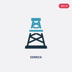 two color derrick vector icon from industry concept. isolated blue derrick vector sign symbol can be use for web, mobile and logo. eps 10