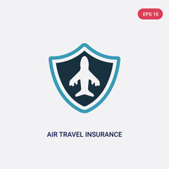 two color air travel insurance vector icon from insurance concept. isolated blue air travel insurance vector sign symbol can be use for web, mobile and logo. eps 10